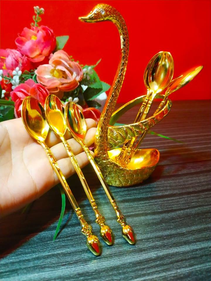 Swan stand with 6 pcs Spoon set