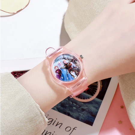Disney Frozen Watch Princess Aisha Children's Luminous Watch Student Silicone Colorful Lights Watch gifts for girls kids watch