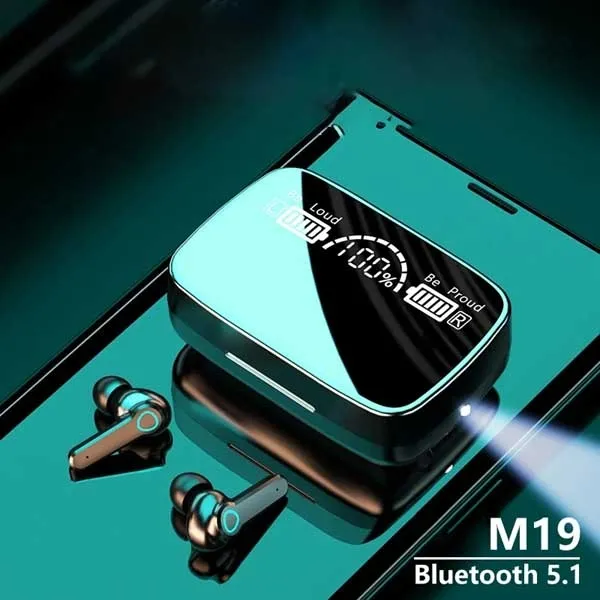 M19 TWS Wireless Earbuds – Bluetooth 5.1 Touch Control Earphone with LED Display