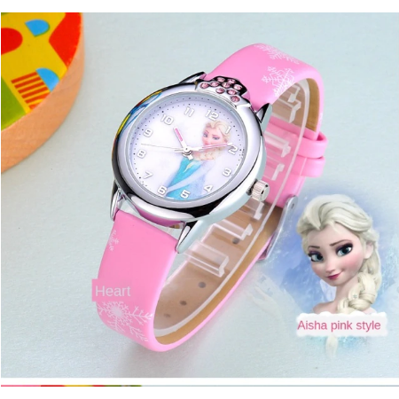 Elsa Watch Girls Elsa Princess Kids Watches Leather Strap Cute Children's Cartoon Wristwatches Gifts for Kids Girl watches