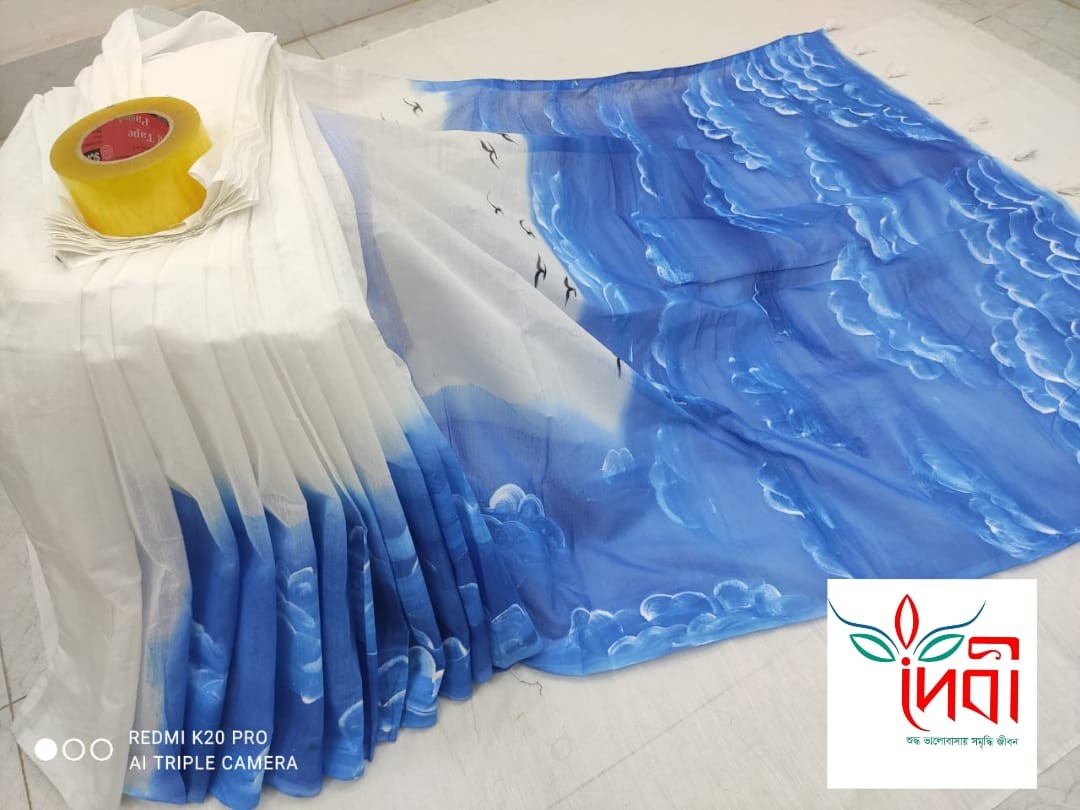 Half Silk Hand Print Saree