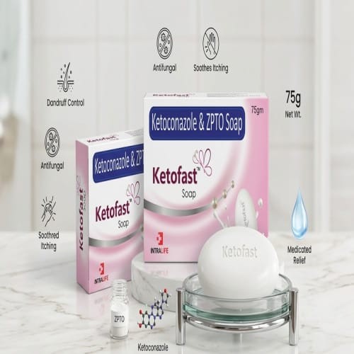 Ketofast Ketoconazole & ZPTO Soap (75gm) - Medicated Skin & Scalp Care