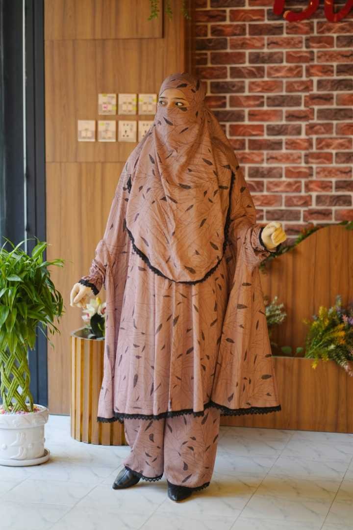 খিমার প্লাজু সেট | China Linen Khimar Plazo Set with Niqab | সামার ফ্রেন্ডলি