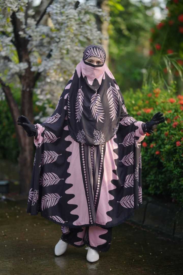 খিমার প্লাজু সেট | China Linen Khimar Plazo Set with Niqab | সামার ফ্রেন্ডলি