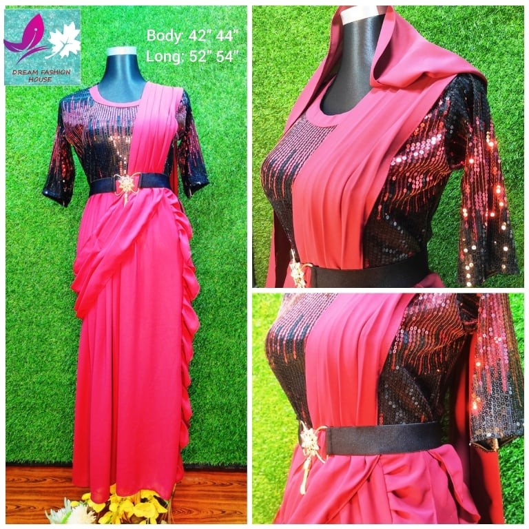 Saree Gown 2021 Western Partywear Fashionable Stylish & Trendy Saree Fabulous Evening Dresses Saudi Arabic Indian Special Occasion Formal Prom Party Gown