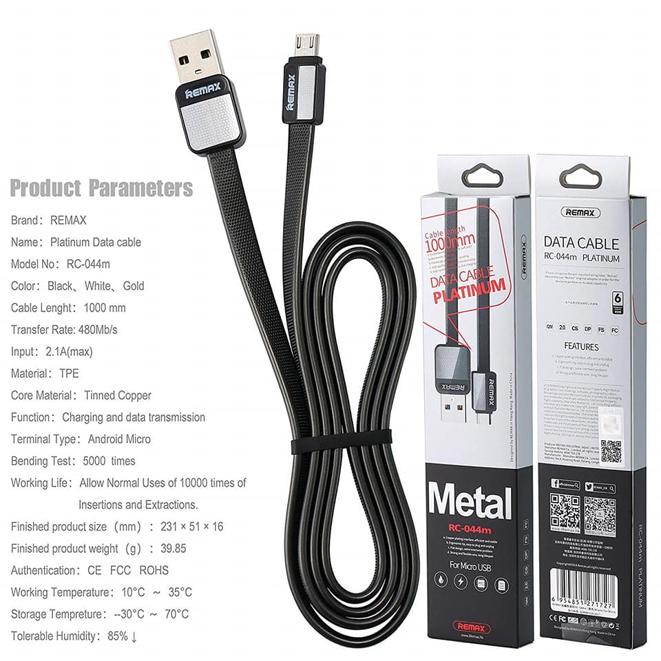 Remax RC-044a Metal Platinum Type-C Fast Charging Data Cable