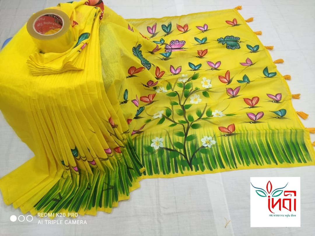 Half Silk Hand Print Saree