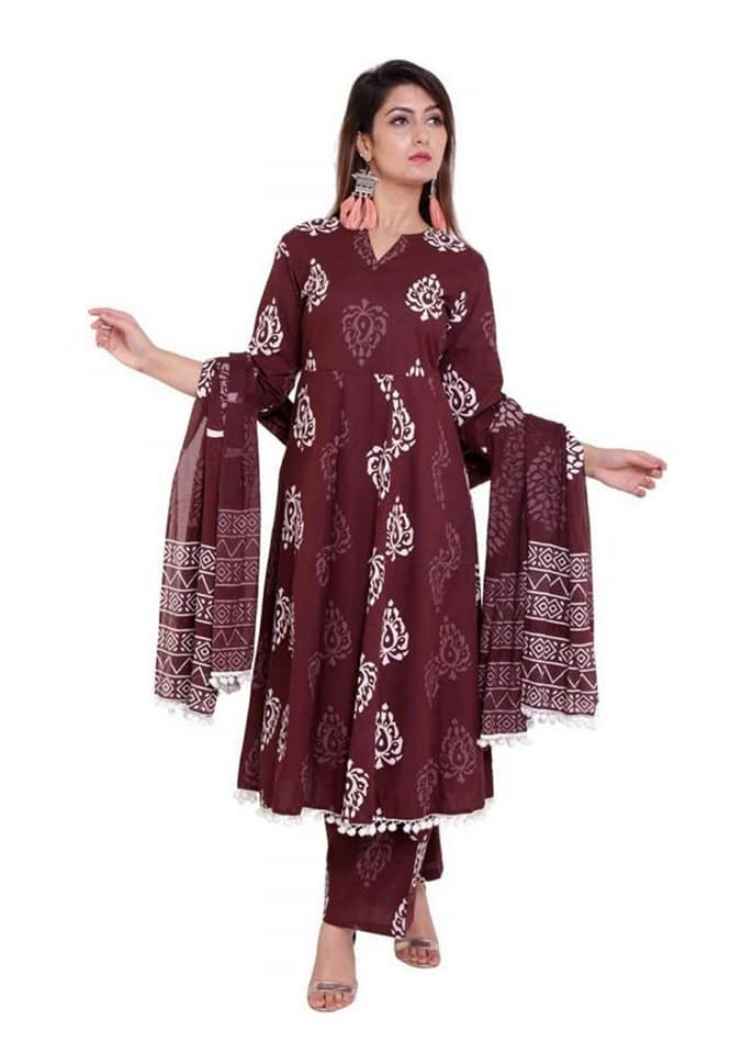 Unstitched Soft Cotton block Three Piece