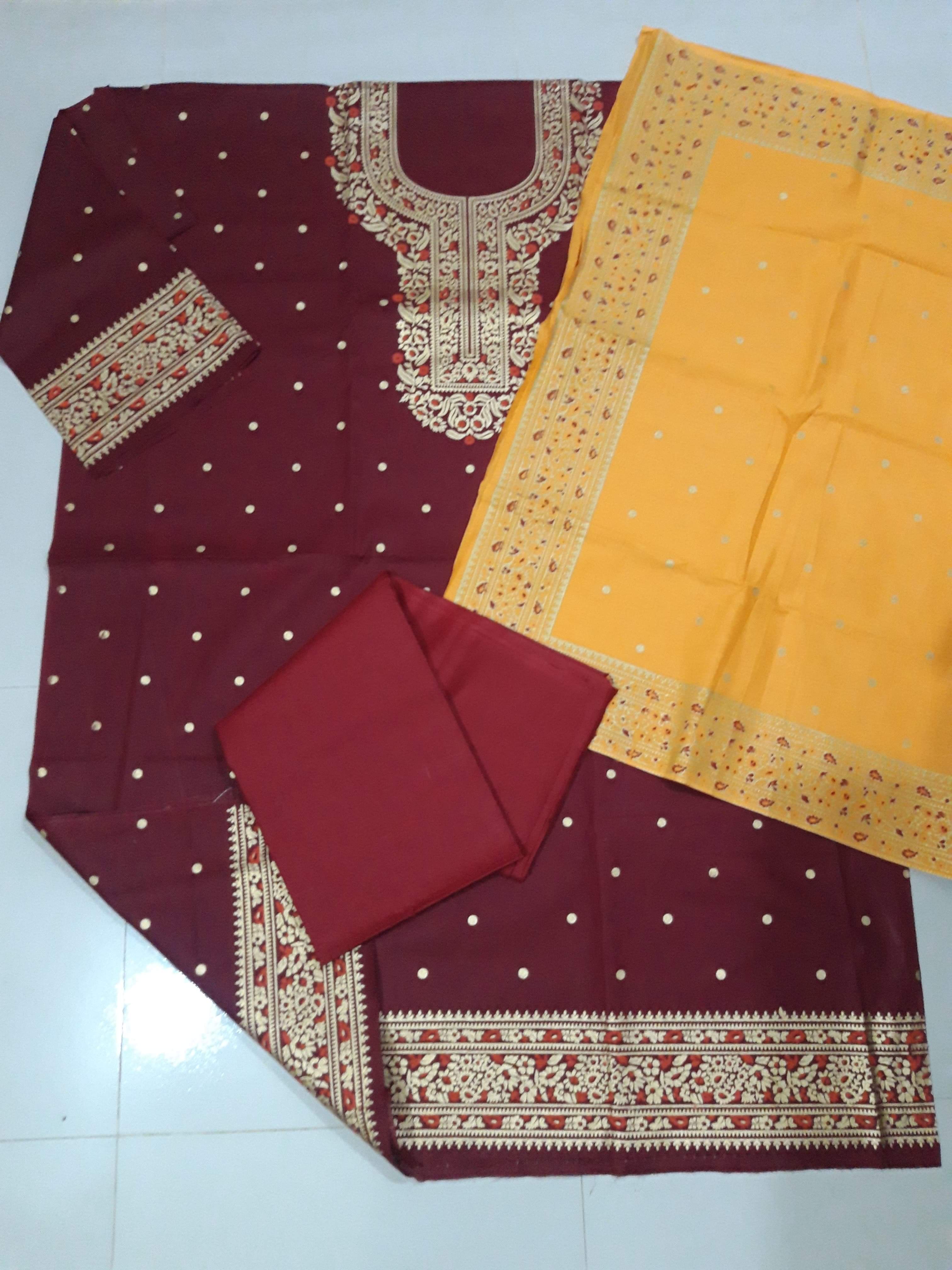 Premium Cotton Unstitched 3 Pieces Dress Set BBF-J4
