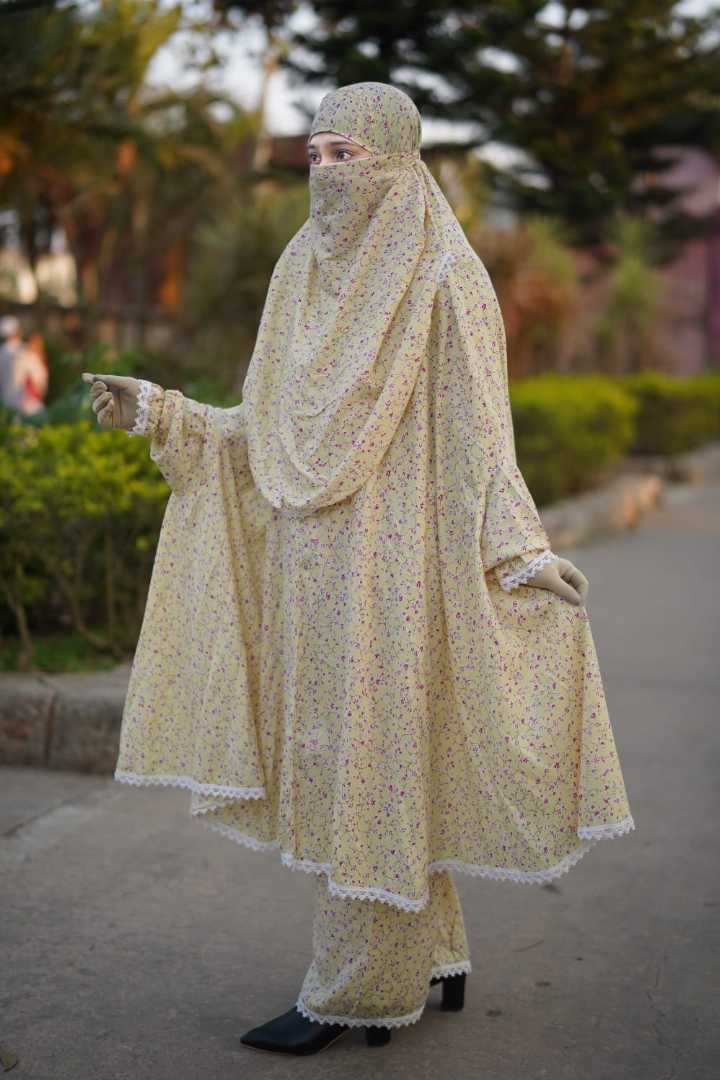 খিমার প্লাজু সেট | China Linen Khimar Plazo Set with Niqab | সামার ফ্রেন্ডলি