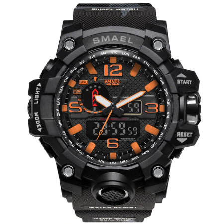SMAEL Brand Men Sports Watches Dual Display Analog Digital LED Electronic Quartz Wristwatches Waterproof Swimming Military Watch