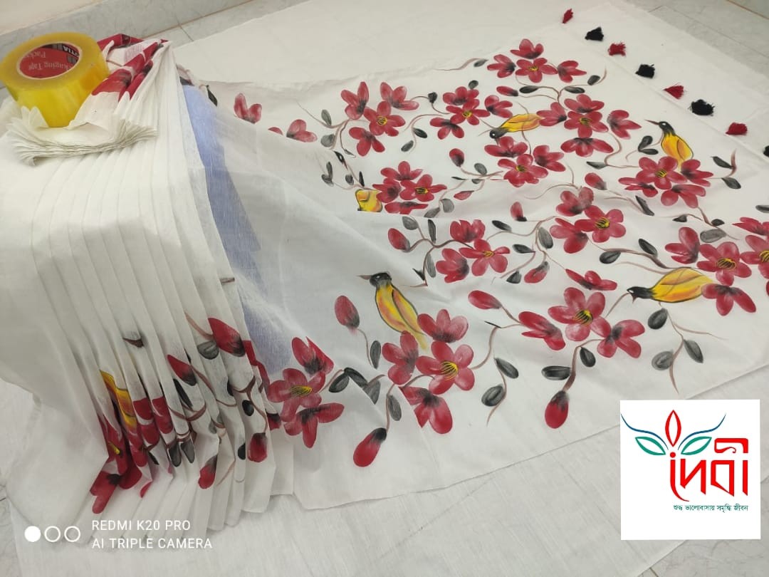 Half Silk Hand Print Saree