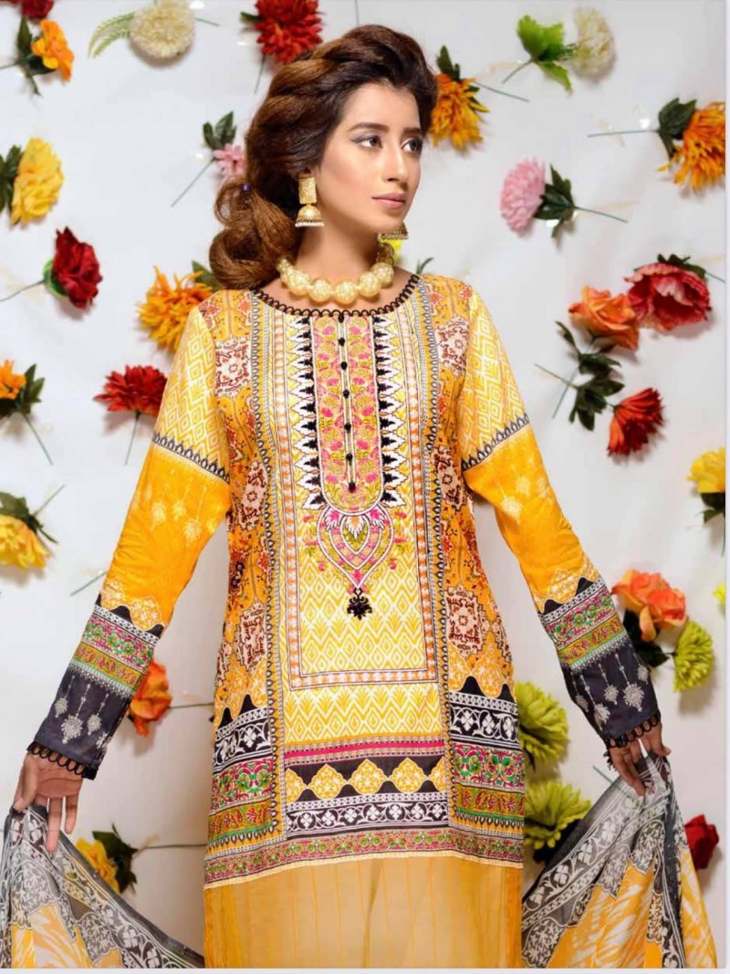 Orchid Digital Printed With Embroidered Lawn collection
