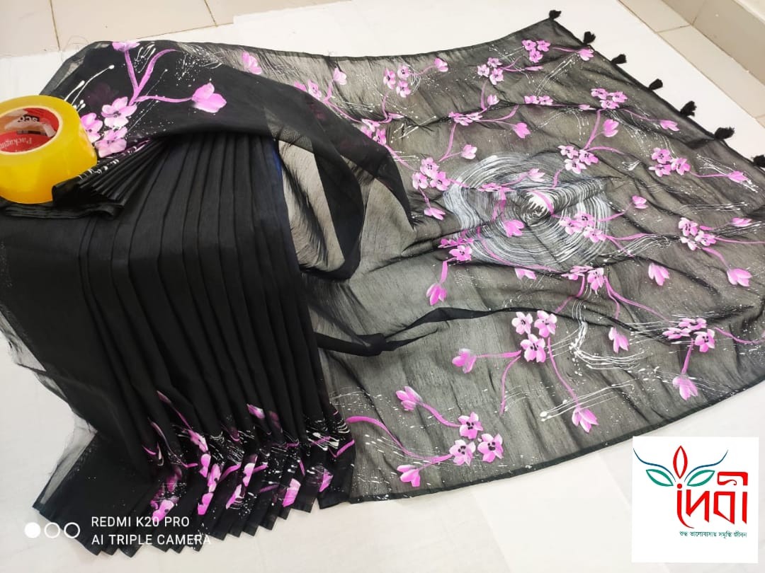 Half Silk Hand Print Saree