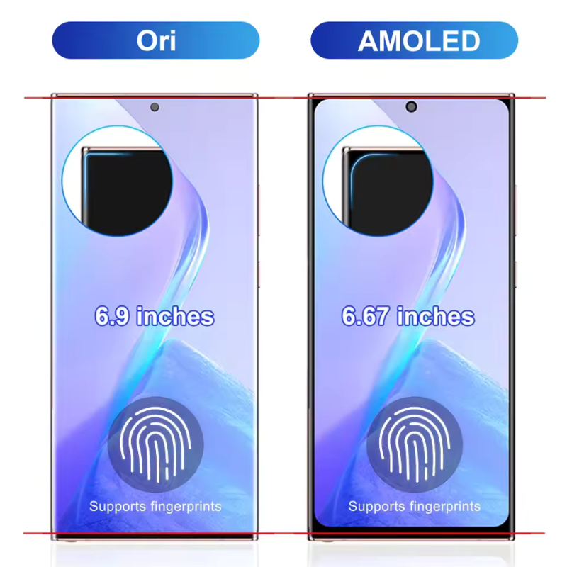 Original Super AMOLED Samsung Note 20 Ultra Screen Assembly for Samsung Galaxy Note20 Ultra 5G N985F N986B Display Digital Touch Screen with Frame and Fingerprints