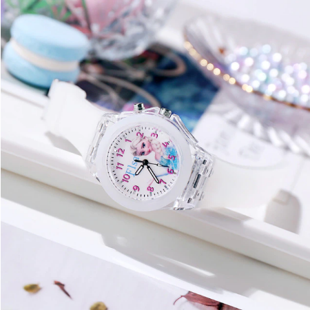 Disney Frozen Watch Princess Aisha Children's Luminous Watch Student Silicone Colorful Lights Watch gifts for girls kids watch