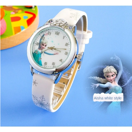 Elsa Watch Girls Elsa Princess Kids Watches Leather Strap Cute Children's Cartoon Wristwatches Gifts for Kids Girl watches