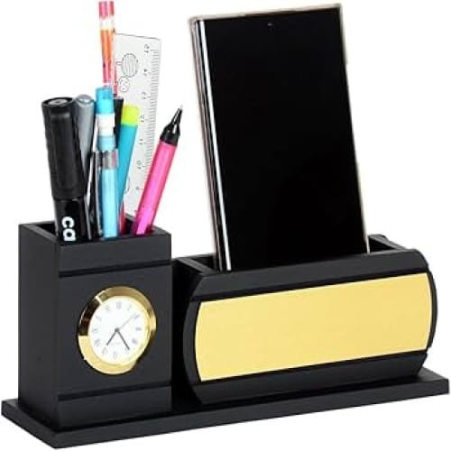 Wooden Desk Organizer With Clock Custom Work Avilable