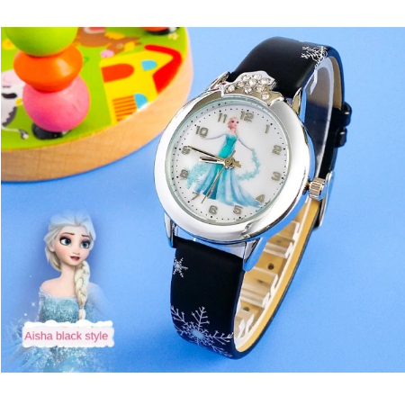 Elsa Watch Girls Elsa Princess Kids Watches Leather Strap Cute Children's Cartoon Wristwatches Gifts for Kids Girl watches