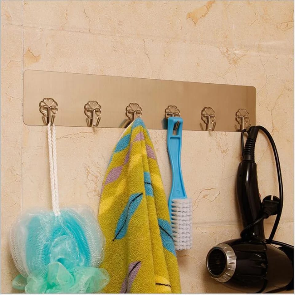 Hook Racks For Towel Coat Hat Robe Clothes Hanging 6-Hooks Design Wall Hooks For Kitchen Bathroom Storage Hanging Racks Hook