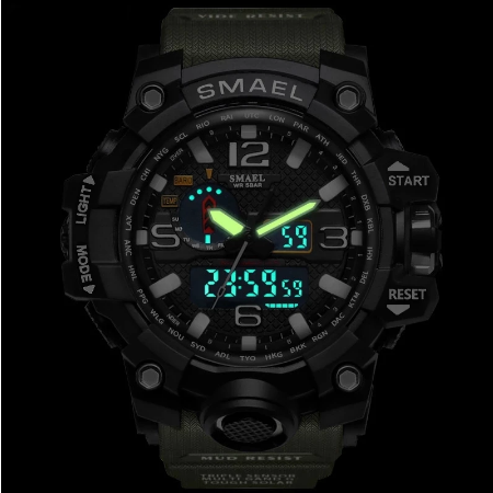 SMAEL Brand Men Sports Watches Dual Display Analog Digital LED Electronic Quartz Wristwatches Waterproof Swimming Military Watch