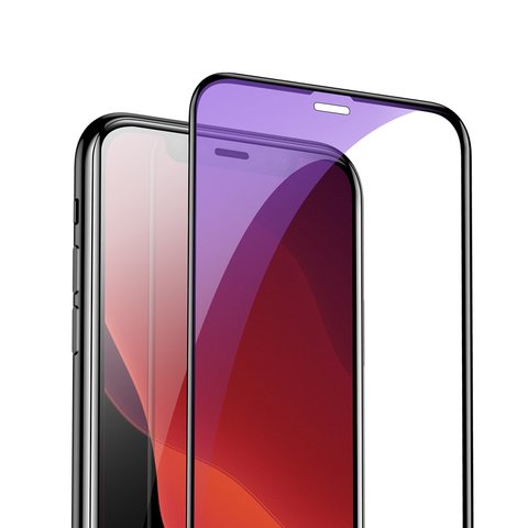 Baseus 0.3mm Full-screen and Full-glass with anti-blue light Tempered Glass Film(2pcspack+Pasting Artifact) for iPhone XS Max/11 Pro Max 6.5inch（2019）Black
