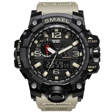 SMAEL Brand Men Sports Watches Dual Display Analog Digital LED Electronic Quartz Wristwatches Waterproof Swimming Military Watch