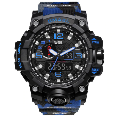 SMAEL Brand Men Sports Watches Dual Display Analog Digital LED Electronic Quartz Wristwatches Waterproof Swimming Military Watch