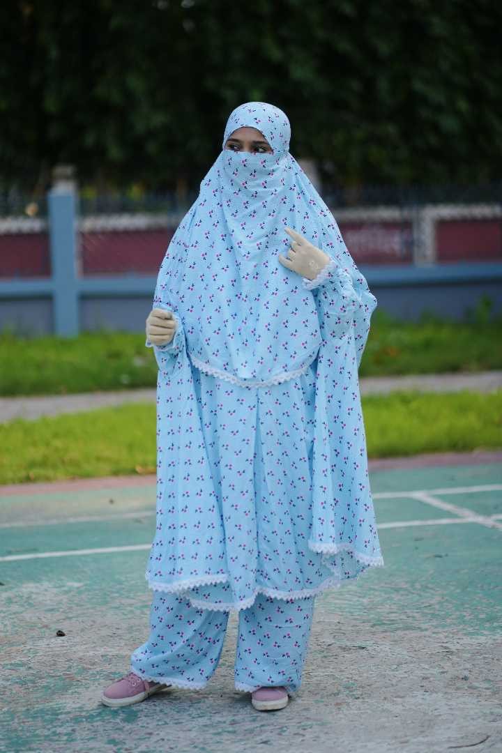 খিমার প্লাজু সেট | China Linen Khimar Plazo Set with Niqab | সামার ফ্রেন্ডলি