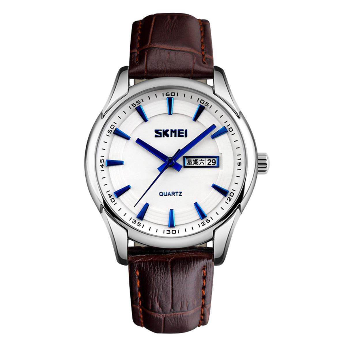 SKMEI 9125LWH Leather Quartz Watch for Men