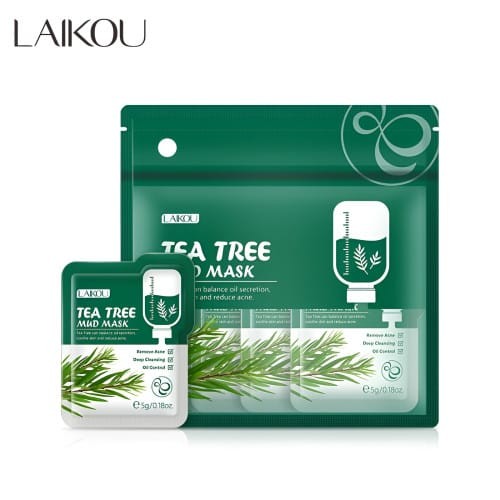 Laikou 12 Pcs/Set Deep Cleansing Oil Control Anti Acne Tea Tree Mud Mask