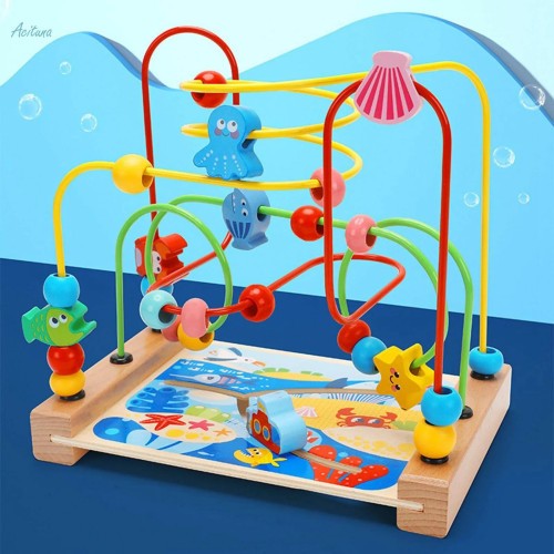 Wooden Bead Maze Toys Sensory Skills Developmental for Baby Birthday Gifts