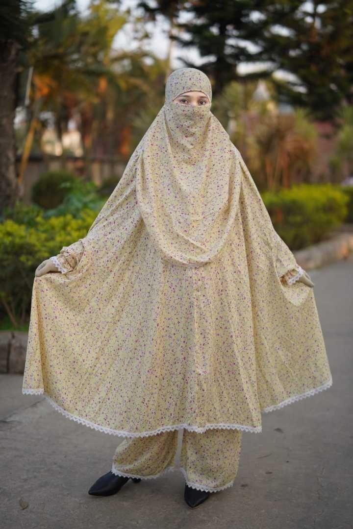 খিমার প্লাজু সেট | China Linen Khimar Plazo Set with Niqab | সামার ফ্রেন্ডলি