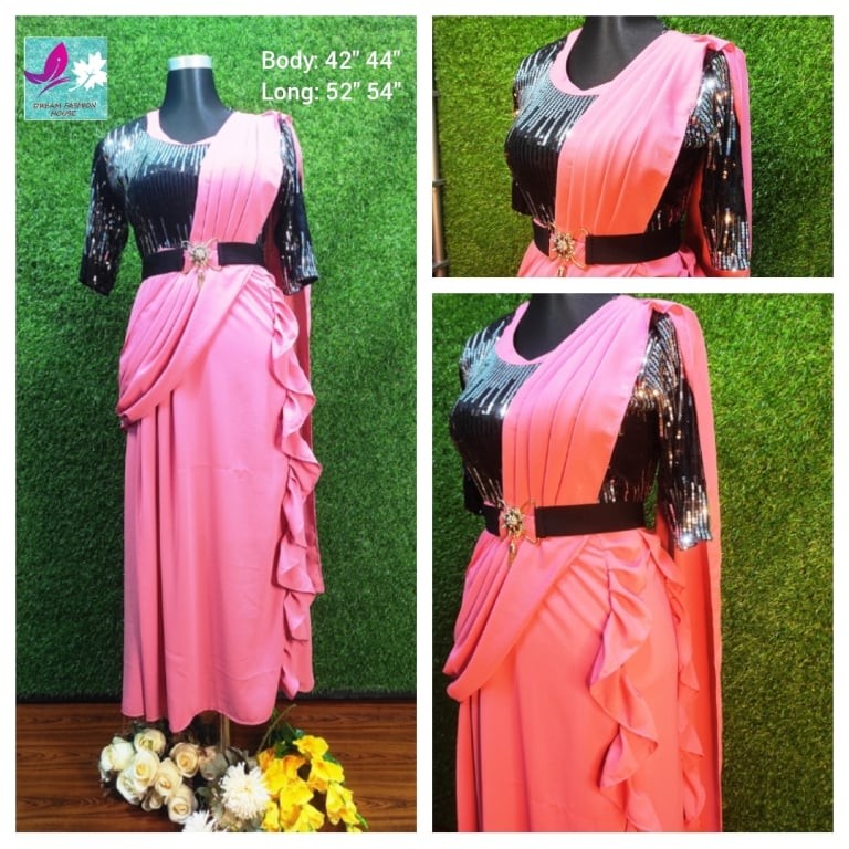 Saree Gown 2021 Western Partywear Fashionable Stylish & Trendy Saree Fabulous Evening Dresses Saudi Arabic Indian Special Occasion Formal Prom Party Gown