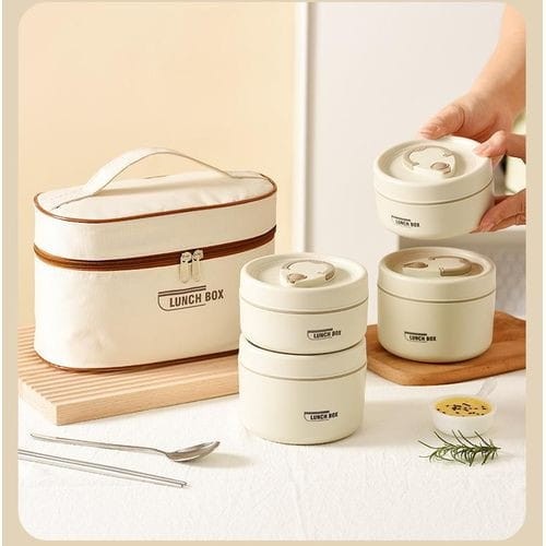 4 Pcs Stainless Steel Lunch Box With Bag