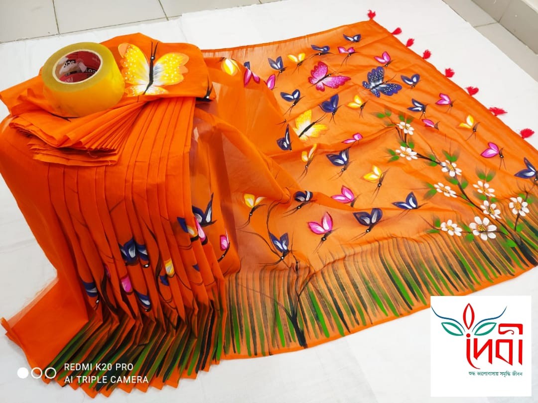 Half Silk Hand Print Saree