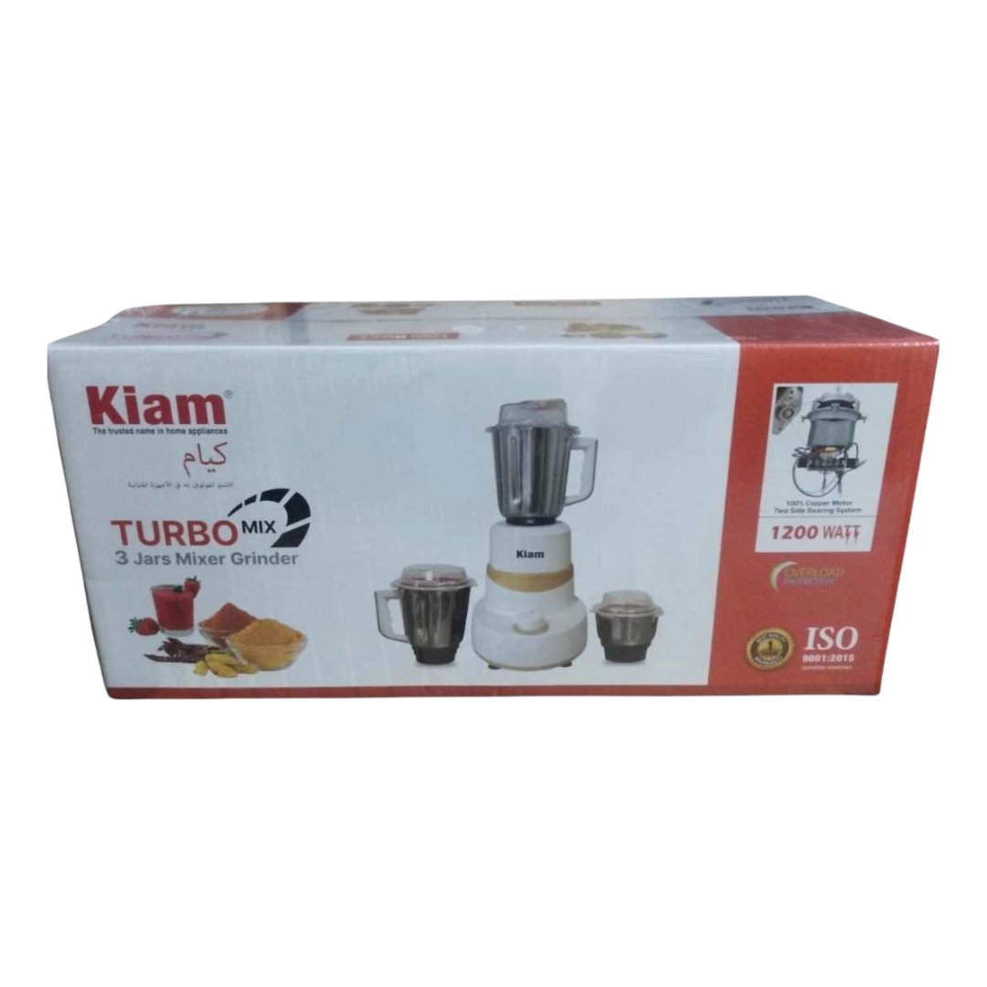 Kiam Turbo Mix 1200-W (3 Jars Mixer Grinder)